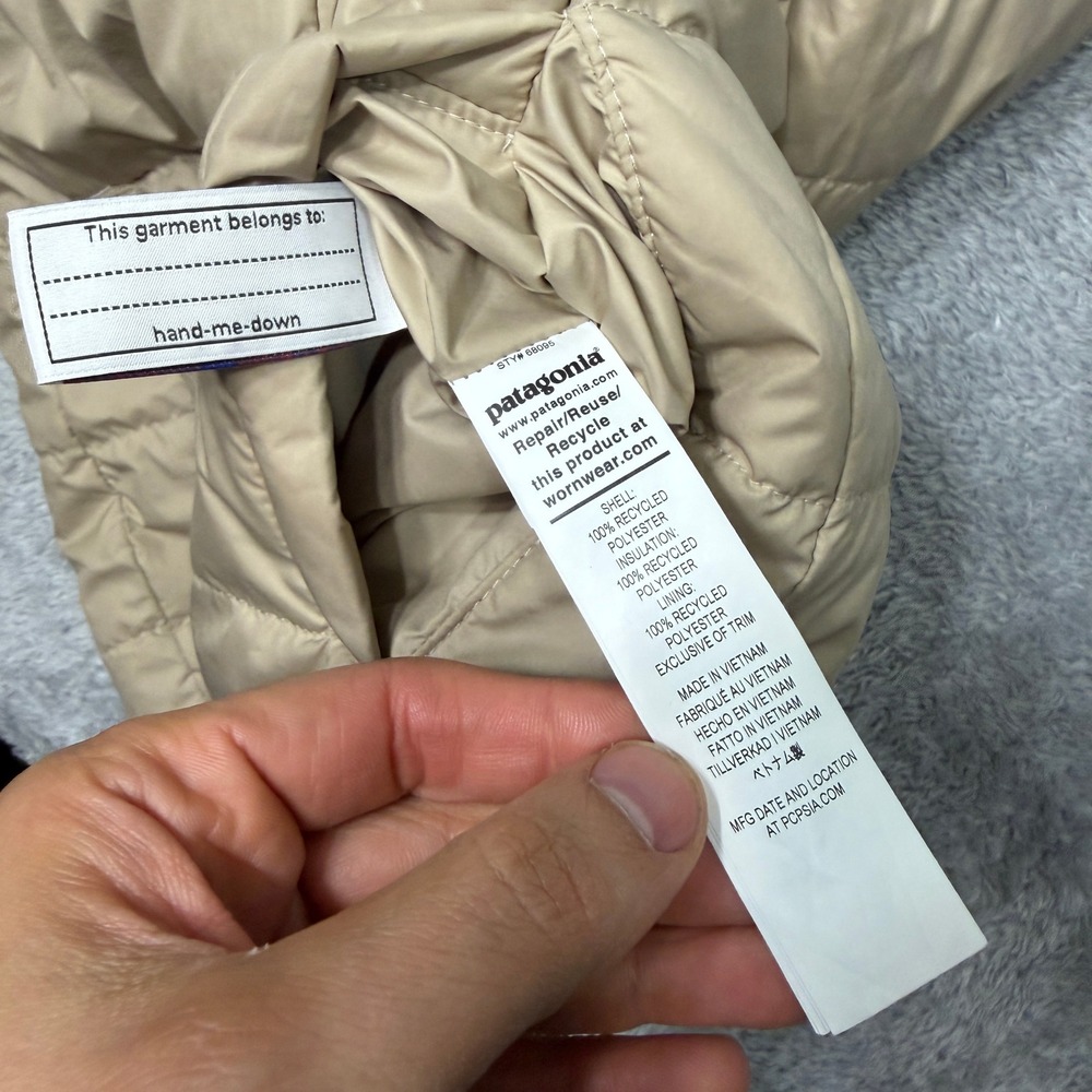 Patagonia Hoody Kids XL Tan Reversible Ready Freddy Fleece Puffer 68095FA22 - Picture 5 of 10